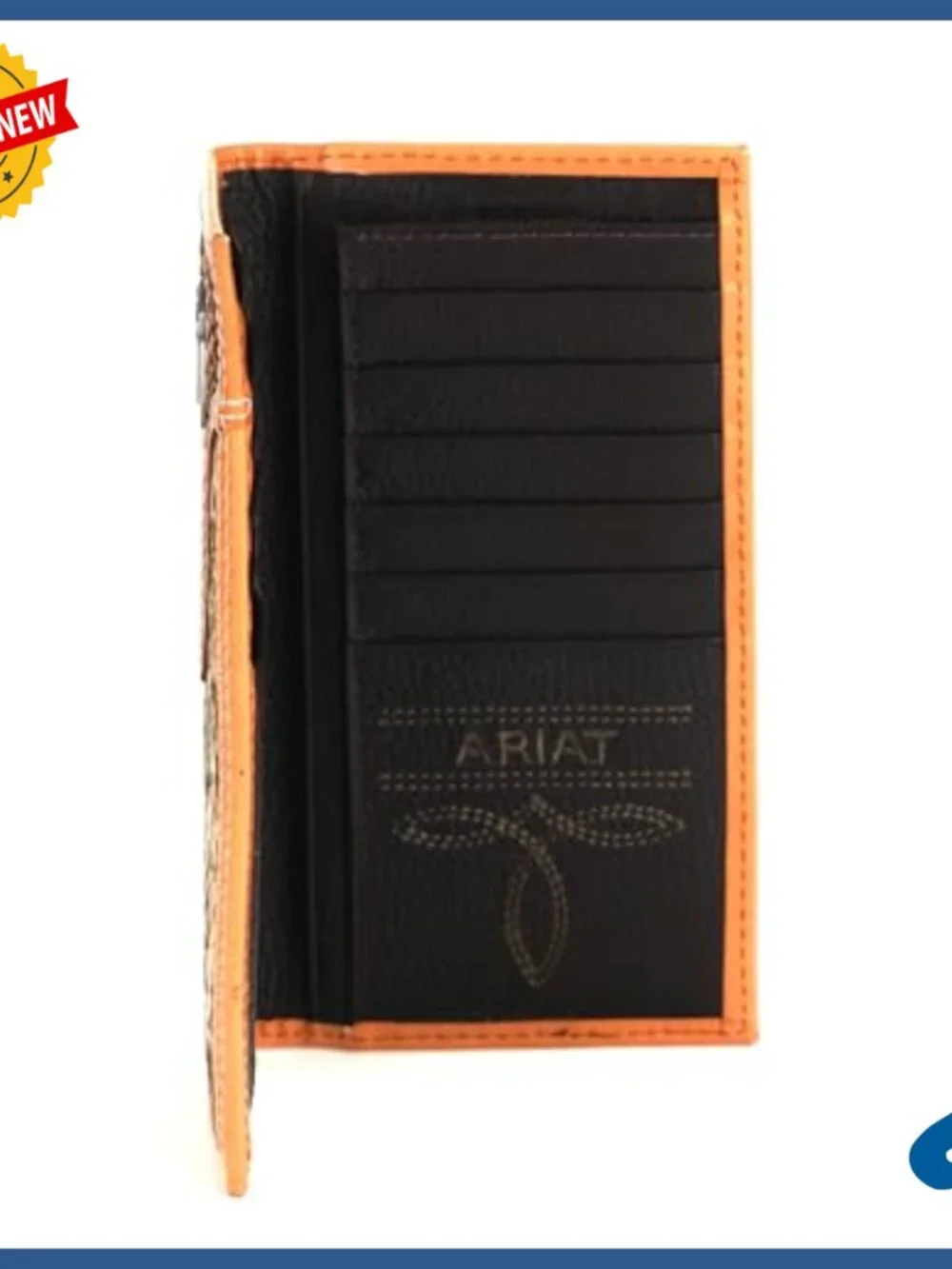 Genuine Leather Bifold Wallet with Calf Hair and Basketweave Design